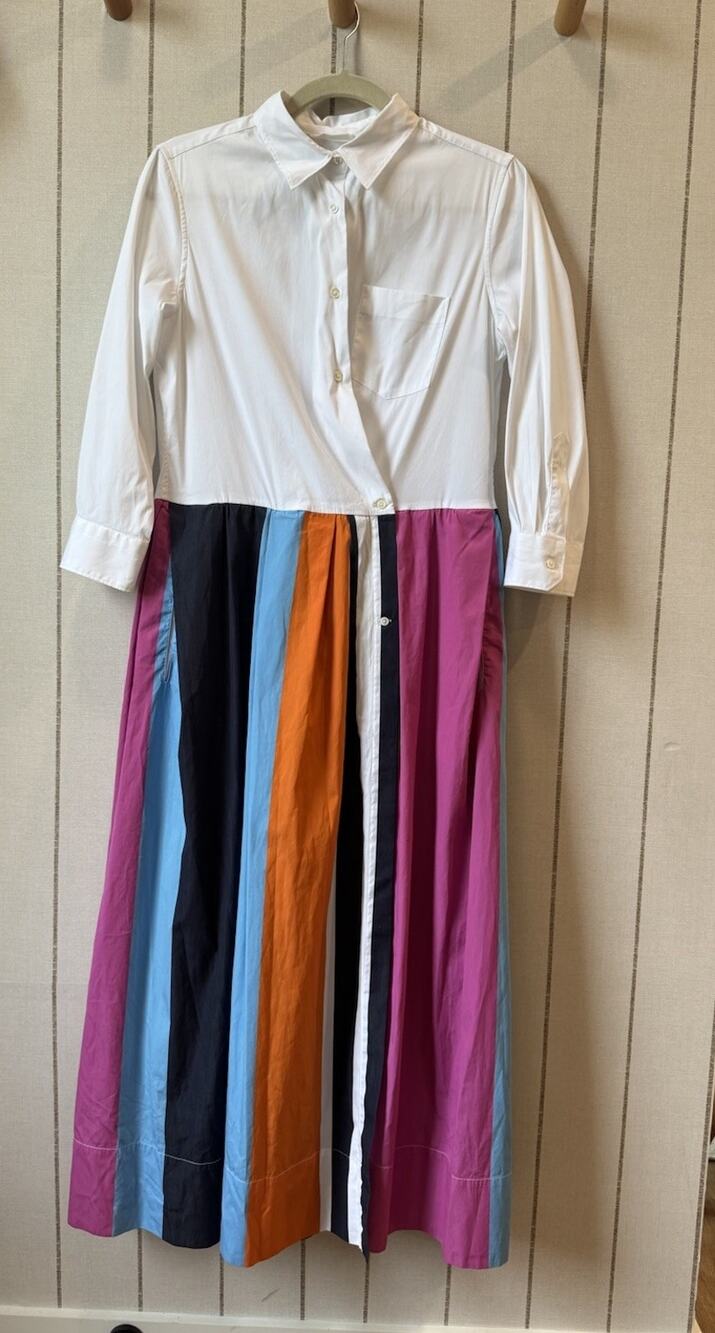 Sara Roka Elenat 85 Midi Wrap Poplin Dress 44 Us Medium Stripe Colorful A Line - Picture 1 of 14